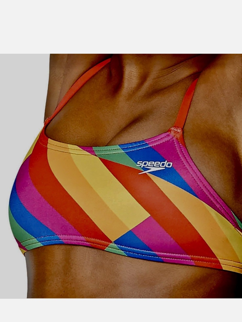 Speedo Women's Rainbow Stripe Bikini Top - Bright Multicolor